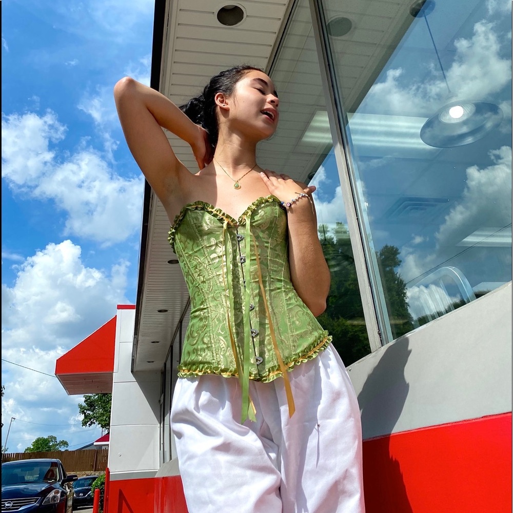 Sage green corset top